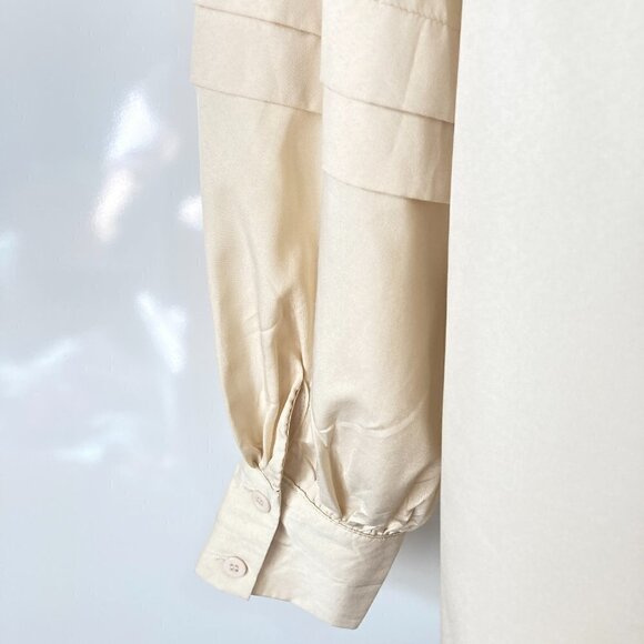 Zanzea SZ S Cream color silky oversized long sleeve smock style top / tunic - Picture 5 of 6